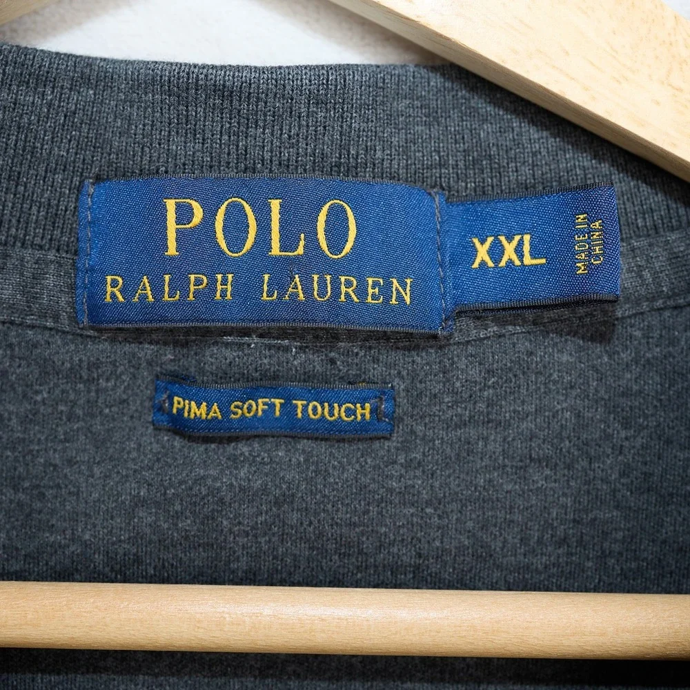 Polo Ralph Lauren Mens XXL Charcoal Gray Pima Soft Touch Short Sleeve Polo Shirt